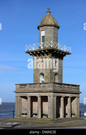 Phare ou phare plage inférieure sur la promenade à Fleetwood, Lancashire, Angleterre. Banque D'Images