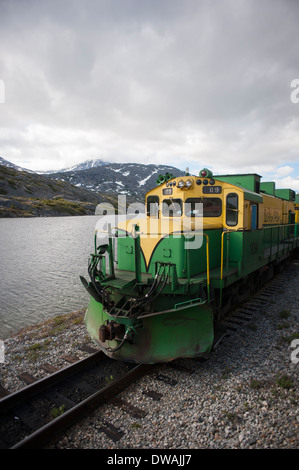 Historique Photo de White Pass Yukon Route Railroad Caboose près de Skagway, Alaska Banque D'Images