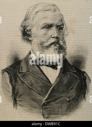 Austen Henry Layard (1817-1894). L'archéologue anglais. Mieux connu comme l'excavatrice de Nimrud et de Ninive. La gravure. Banque D'Images