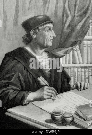 Antonio Nebrija (1441-1522). Érudit espagnol, historien, professeur et poète. La gravure. Banque D'Images