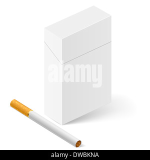 Fermé le paquet de cigarettes. Illustration on white Banque D'Images