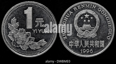 1 yuan monnaie, Chine, 1996 Banque D'Images