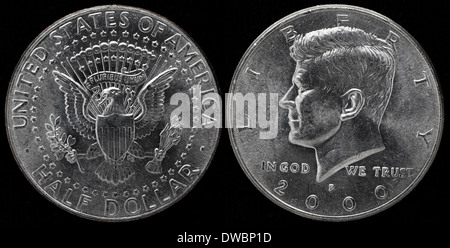 Kennedy La moitié de pièce d'un dollar, USA, 2000 Banque D'Images