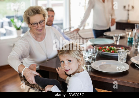 Portrait of Girl sitting with Banque D'Images