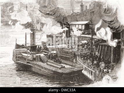 Le Steamboat Quay au Broomielaw, Glasgow, Ecosse au 19e siècle. Banque D'Images