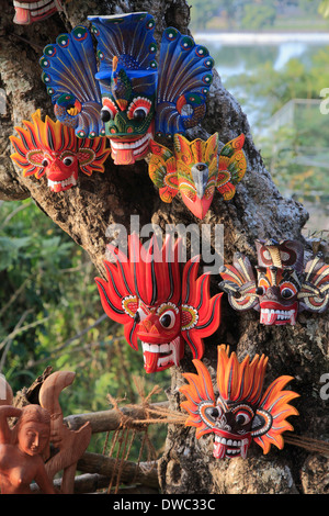 Sri Lanka, Kandy, masques, artisanat, bois sculpté, Banque D'Images