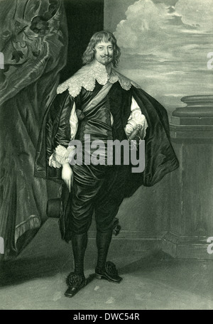 Gravure ancienne, William Cavendish, 1e duc de Newcastle-upon-Tyne. Banque D'Images