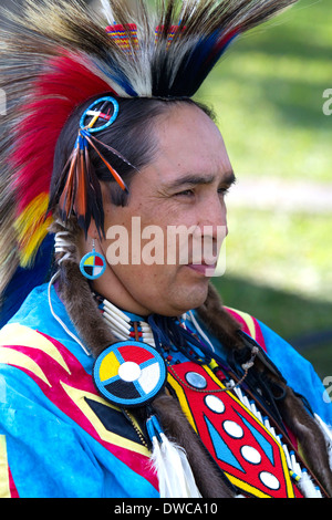 Au Blackfoot Blackfoot Indian Arts and Heritage Festival, Waterton Park, le parc national des Lacs-Waterton, en Alberta, Canada. Banque D'Images