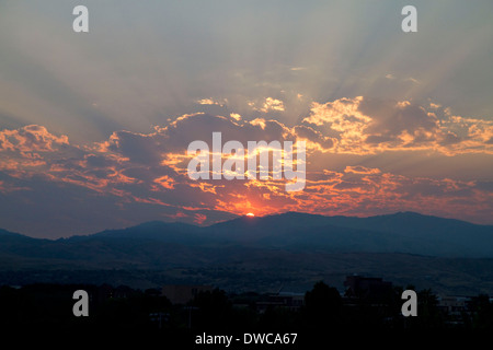 Coucher du soleil près de Burley, Idaho, USA. Banque D'Images