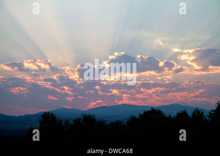 Coucher du soleil près de Burley, Idaho, USA. Banque D'Images