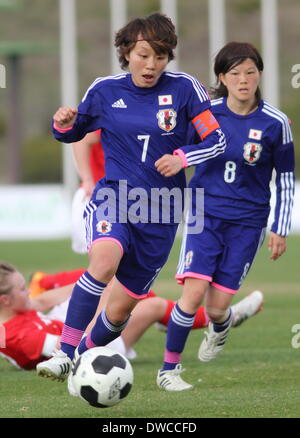 La Manga, en Espagne. 5 mars 2014. Le Japon v Angleterre sous 23 tournoi femmes, La Manga Club, Espagne. Ami Sugita - Japon Photo de Tony Henshaw/Alamy Live News Banque D'Images