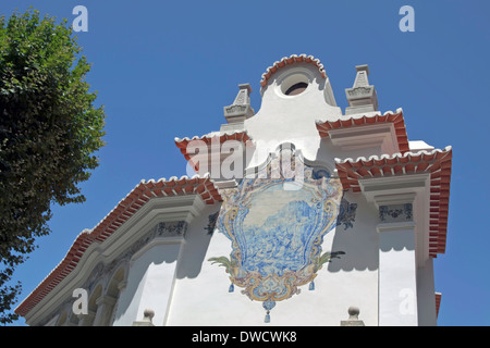 D'Azulejos Architecture façade carrelée à Sintra, Lisbonne, Portugal. Sintra est classé au Patrimoine Mondial de l'UNESCO. Banque D'Images