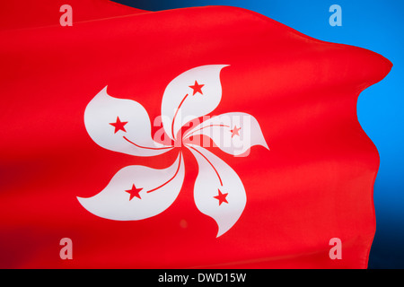 Drapeau régional de la Région administrative spéciale de Hong Kong de la République populaire de Chine. Banque D'Images