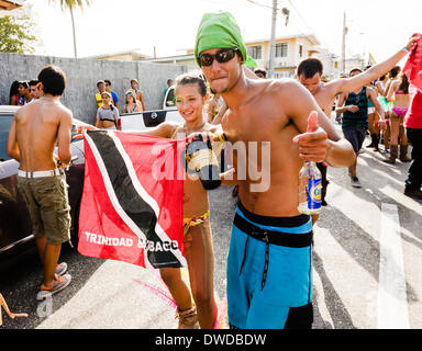 Port of Spain, Trinidad, 4 mars 2014. Masqueraders dans le 'Carnaval' Harts Mascamp sous le thème "De l'amour et la guerre". Crédit : Tom Arne Hanslien/Alamy Live News Banque D'Images