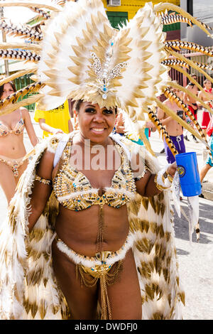 Port of Spain, Trinidad, 4 mars 2014. Masquerader dans le 'Carnaval' Harts Mascamp sous le thème "De l'amour et la guerre". Crédit : Tom Arne Hanslien/Alamy Live News Banque D'Images