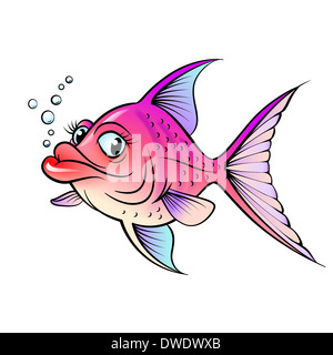 Caricature de poissons. Illustration pour concevoir sur fond blanc Banque D'Images