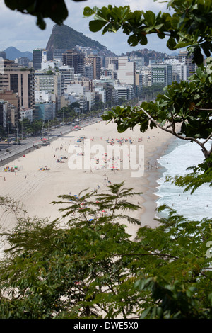 Vue de Rio de Janeiro du Parque de Dois Irmãos les plages d'Ipanema et Leblon vom Dois Irmãos, Parque Banque D'Images