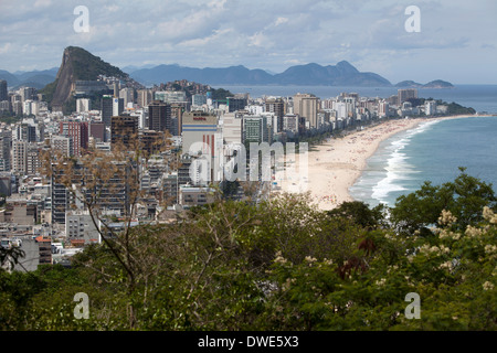 Vue de Rio de Janeiro du Parque de Dois Irmãos les plages d'Ipanema et Leblon vom Dois Irmãos, Parque Banque D'Images