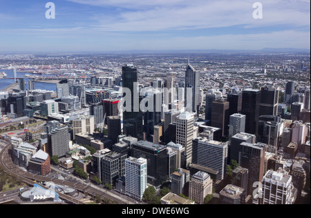 De l'antenne du quartier central des affaires de Melbourne, Victoria, Australie Banque D'Images