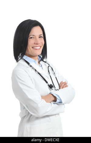 Certain médecin woman posing with folded arms isolé sur fond blanc Banque D'Images