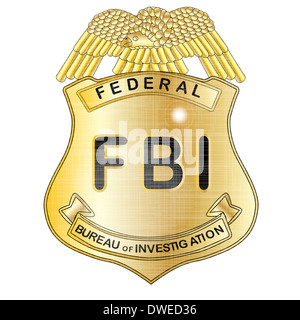 Or un badge du FBI isolé sur fond blanc Banque D'Images