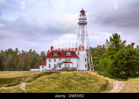 La Rawley Point Lighthouse à Twin Rivers Point sur le lac Michigan, Wisconsin, USA Banque D'Images