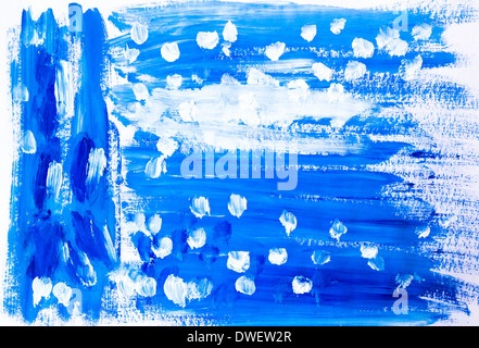 Contexte aquarelle avec des taches bleu et blanc Banque D'Images