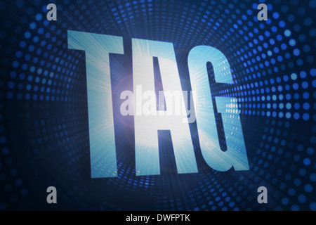 Tag futuriste contre bleu et noir fond pointillé Banque D'Images