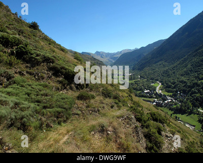 Paysage en Vielha près du tunnel de Vielha, la route N 230, Escaldes-Engordany, Viella, Val d'Aran, vallée d'Aran, Pyrénées, Lleida Banque D'Images