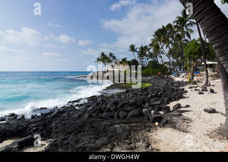 (Blanc) Magic Sands Beach, Laʻaloa Beach County Park, Kailua-Kona, Big Island, Hawaii, USA. Banque D'Images