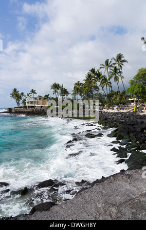 (Blanc) Magic Sands Beach, Laʻaloa Beach County Park, Kailua-Kona, Big Island, Hawaii, USA. Banque D'Images