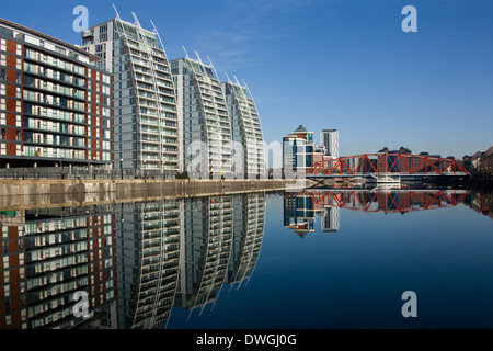 Waterside apartments moderne à Salford à Manchester en Angleterre Banque D'Images