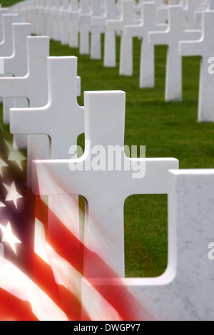 Tombe de soldats inconnu au cimetière américain dans la vallée de la Somme dans la région Picardie et le Nord de la France Banque D'Images