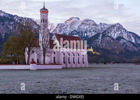 Église Saint Coloman le matin, Alpes, Bavière, Allemagne Banque D'Images