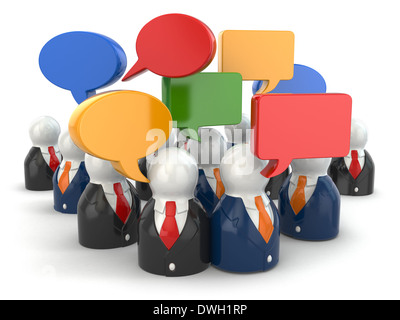 Social media concept. Les gens et les bulles. 3d Banque D'Images