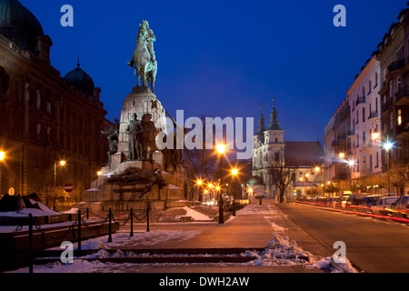 Le monument à Grunwald Matejki Square dans la ville de Cracovie en Pologne. Banque D'Images