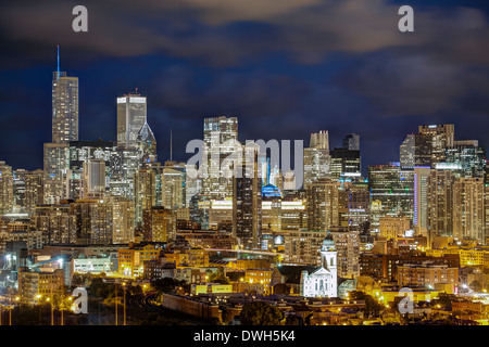 Chicago, Illinois, États-Unis d'Amérique, City Skyline at night Banque D'Images