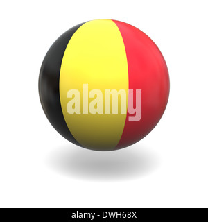 Drapeau national de Belgique sur sphère isolé sur fond blanc Banque D'Images