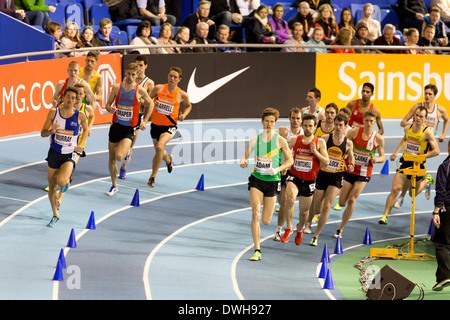 3000m hommes en finale Athlétisme Indoor Championships, Sheffield England UK Banque D'Images