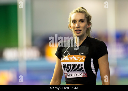 Bethan PARTRIDGE, saut en hauteur Femmes la finale en salle d'athlétisme, l'English Institute of Sport Sheffield UK Banque D'Images