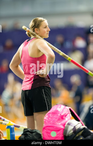 Holly BRADSHAW (BLEASDALE) Perche finale femmes Athlétisme Indoor Championships, British English Institute of Sport Sheffield, Royaume-Uni. Banque D'Images