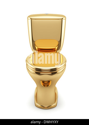 3D render of golden de la cuvette des toilettes isolé sur fond blanc Banque D'Images