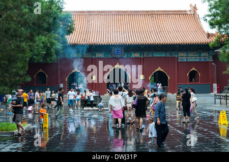 L'architecture traditionnelle chinoise au temple Yonghegong Lama à Beijing, Chine. Banque D'Images