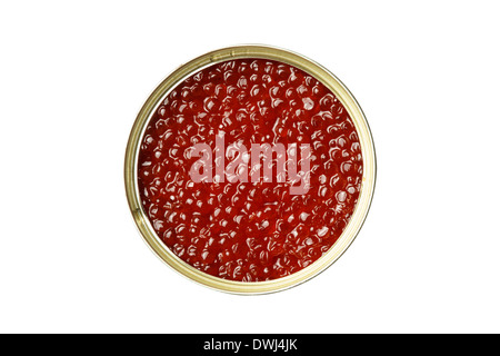 Pouvez isolés de caviar rouge with clipping path Banque D'Images