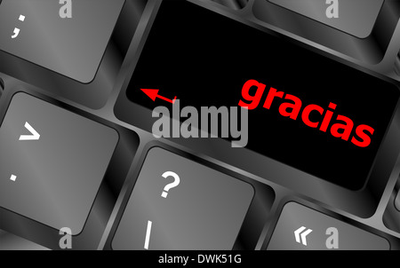 Les touches du clavier de l'ordinateur avec word Gracias, Espagnol merci Banque D'Images