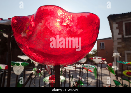 Verre art ona un carré sur l'île de Murano, Venise Banque D'Images