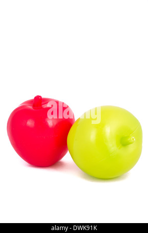 Les fruits en plastique jouet isolated on white Banque D'Images
