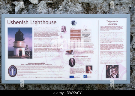 Informations Inscription à Ushenish phare, South Uist, Western Isles, Ecosse, Royaume-Uni Banque D'Images