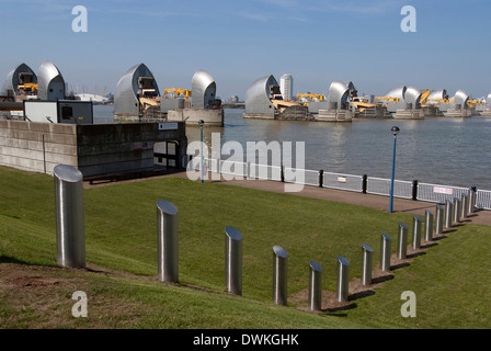 La Thames Barrier, Woolwich, SE18, Londres, Angleterre, Royaume-Uni, Europe Banque D'Images