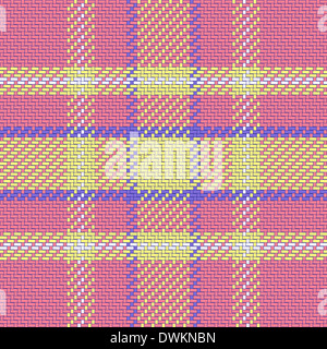 Motif transparent vecteur Scottish Tartan, rose, jaune, bleu Banque D'Images